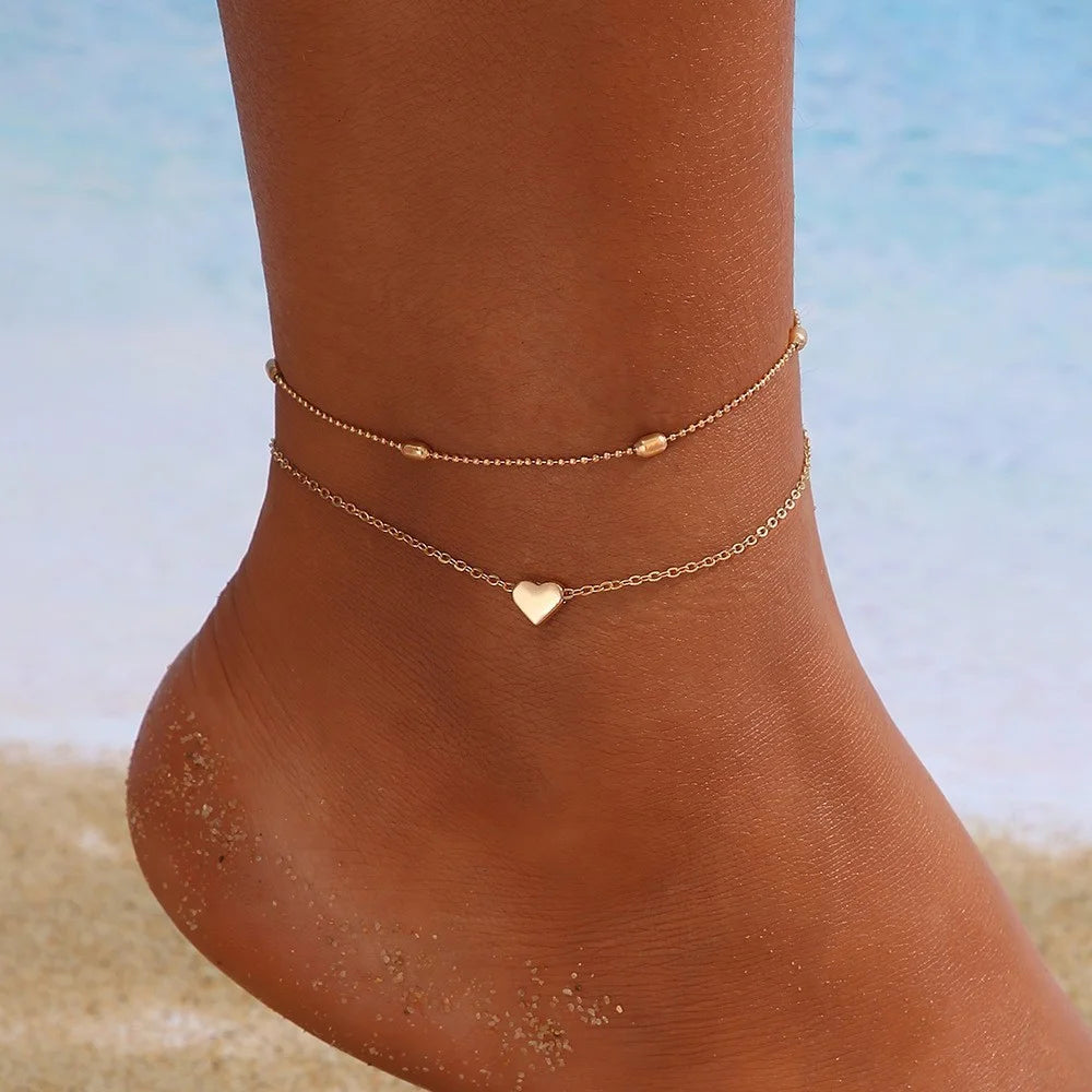 Butterfly & Heart Anklet Set