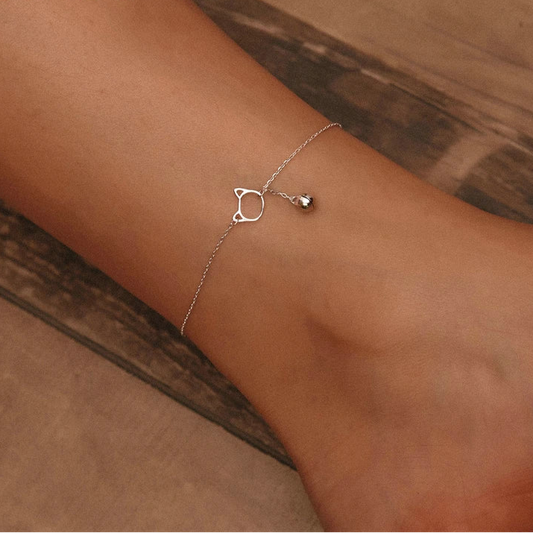 Silver Catbell Anklet