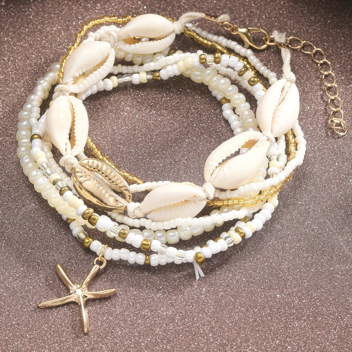 Boho Starfish Anklet Set